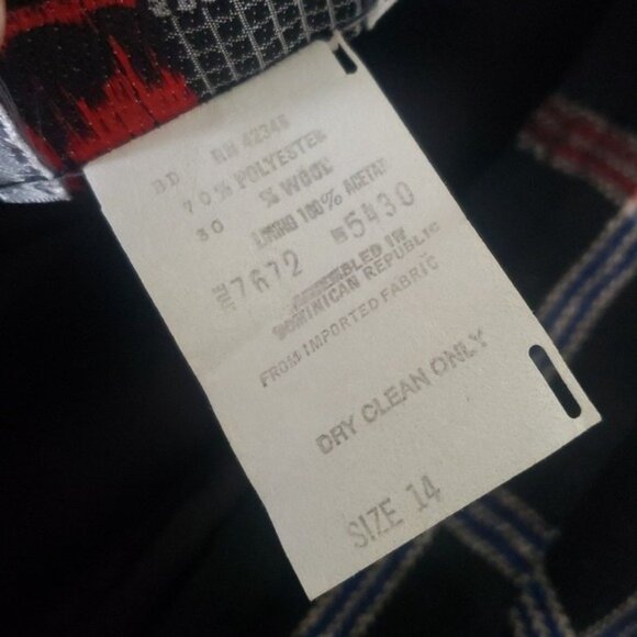 NWT Vintage 80s Plaid Pencil Skirt Size 14 Deadstock Work Dark Academia Alt - Picture 7 of 8